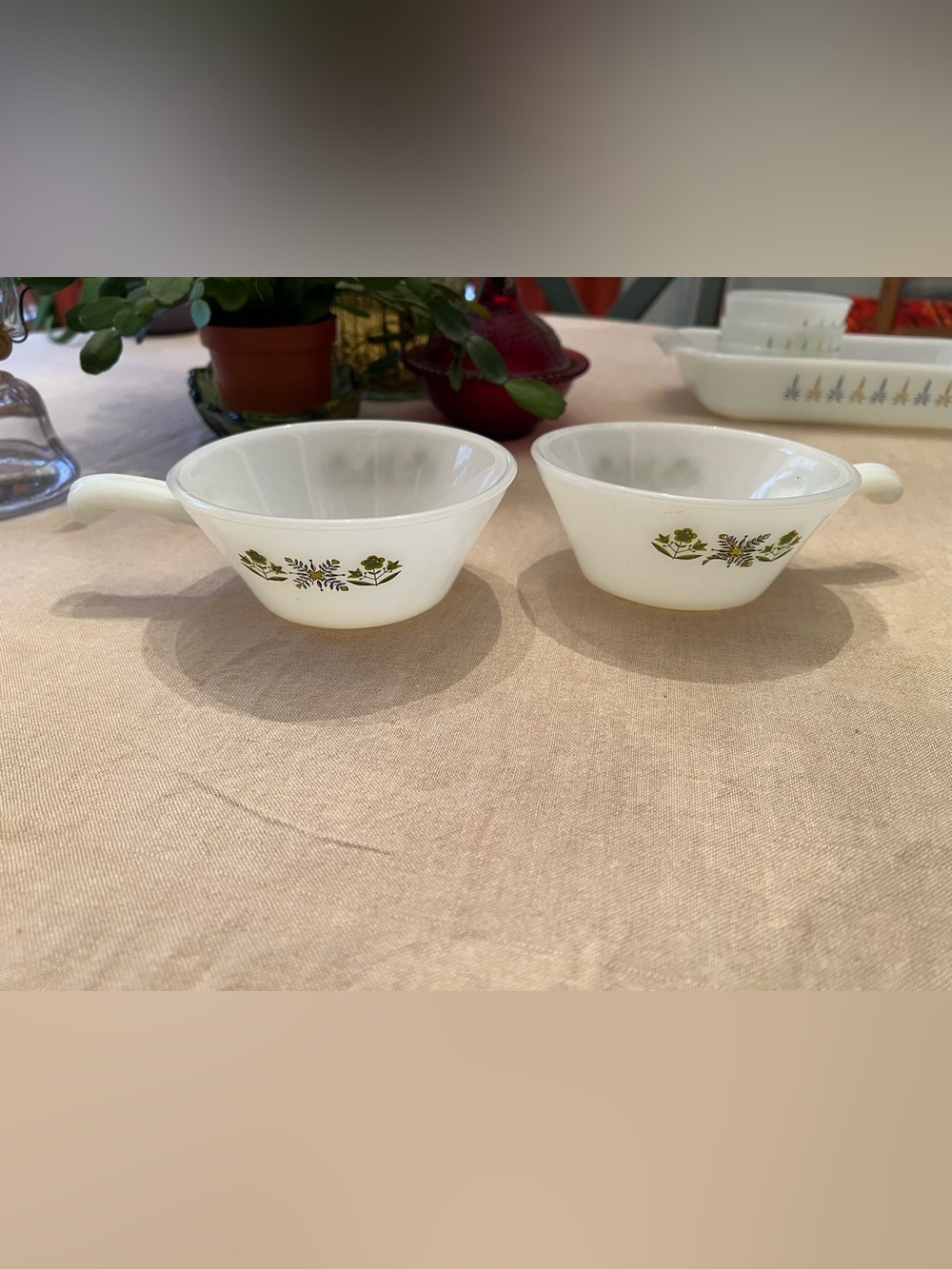 White Floral Milk Glass Bowls - Set of 2